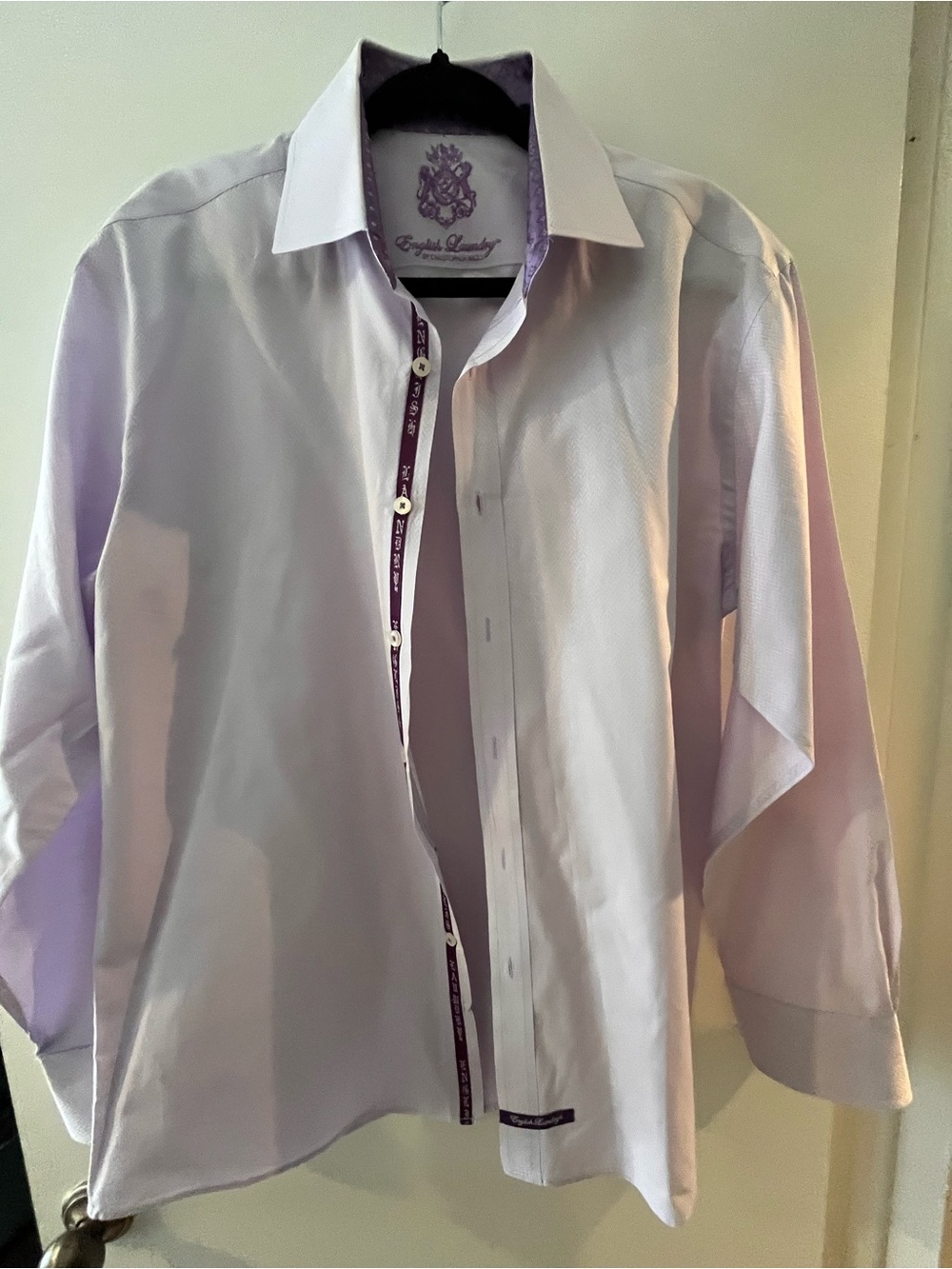 English Laundry Light Lavender Men's Dress Shirt - Classic Collared Button-Down